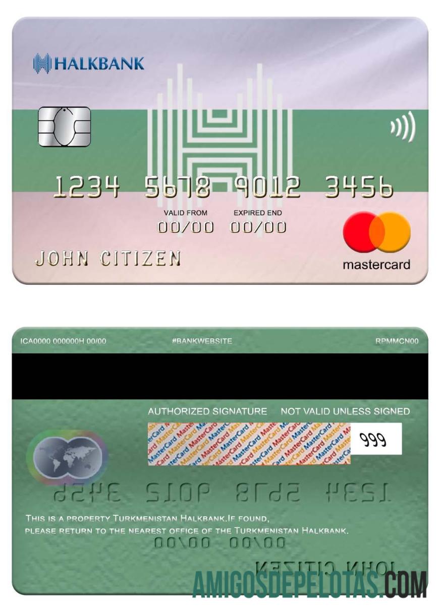 Turquemenistão Halkbank Mastercard modelo